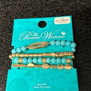 The Pioneer Woman Turquoise and Gold Beaded Bracelet Set